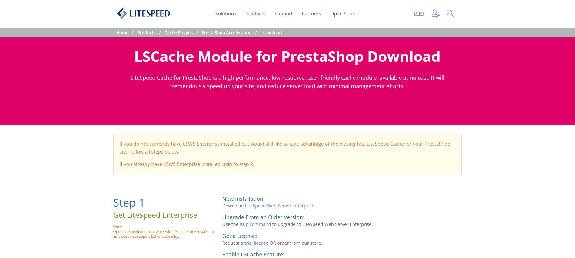 LiteSpeed PrestaShop