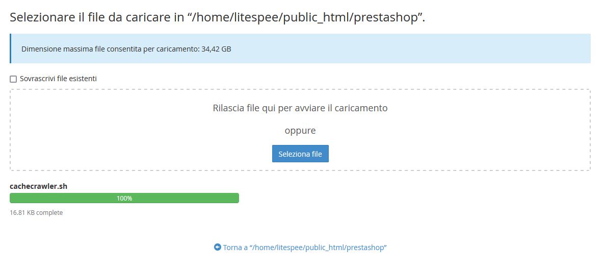 Hosting PrestaShop con LiteSpeed: Installare il plugin e configurare il crawler