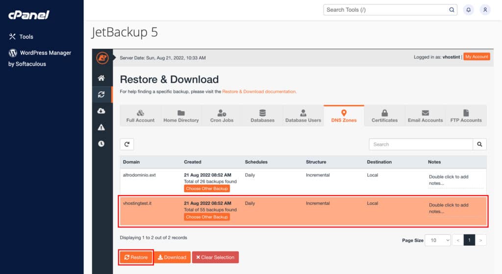 Come gestire i backup con JetBackup