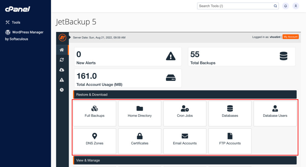 Come gestire i backup con JetBackup