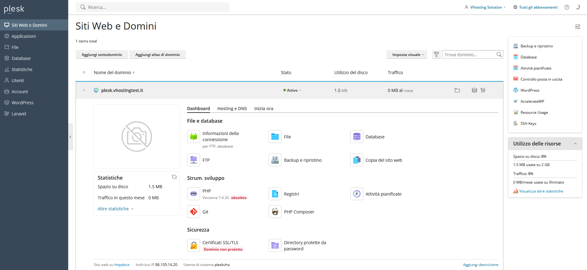Creare un redirect del dominio