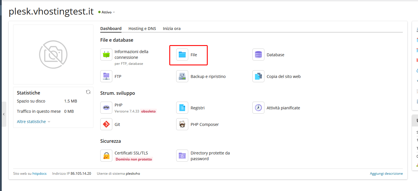 Creare un redirect del dominio