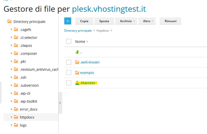 Creare un redirect del dominio