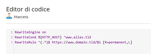 Creare un redirect del dominio Creare un redirect del dominio