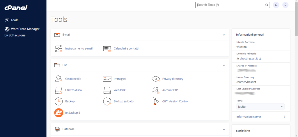 Creare un Database e utente da cPanel 