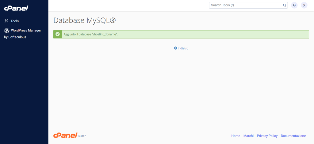 Creare un Database e utente da cPanel 