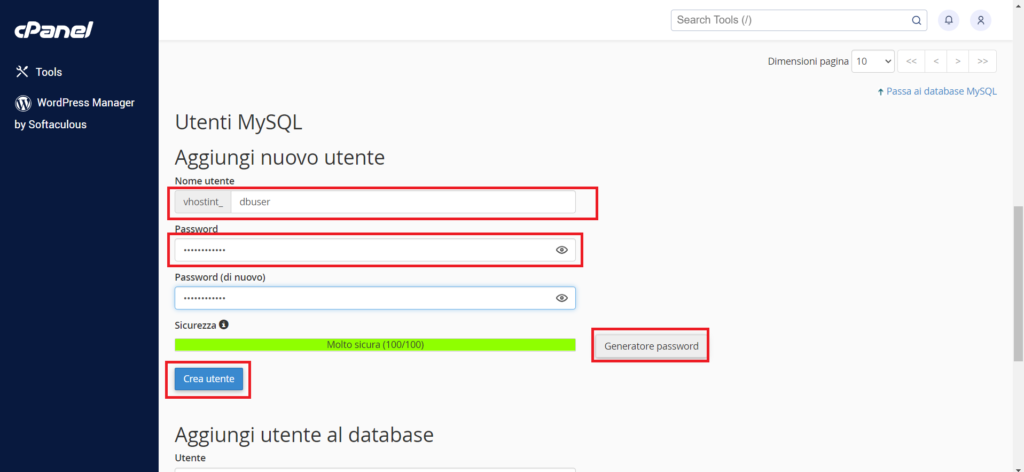 Creare un Database e utente da cPanel 