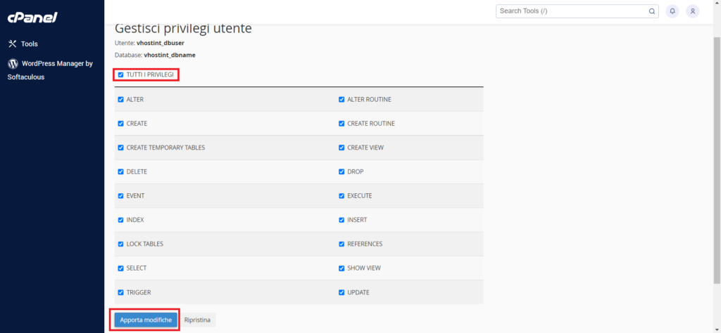 Creare un Database e utente da cPanel 