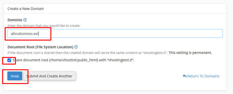Creare un redirect del dominio Creare un redirect del dominio