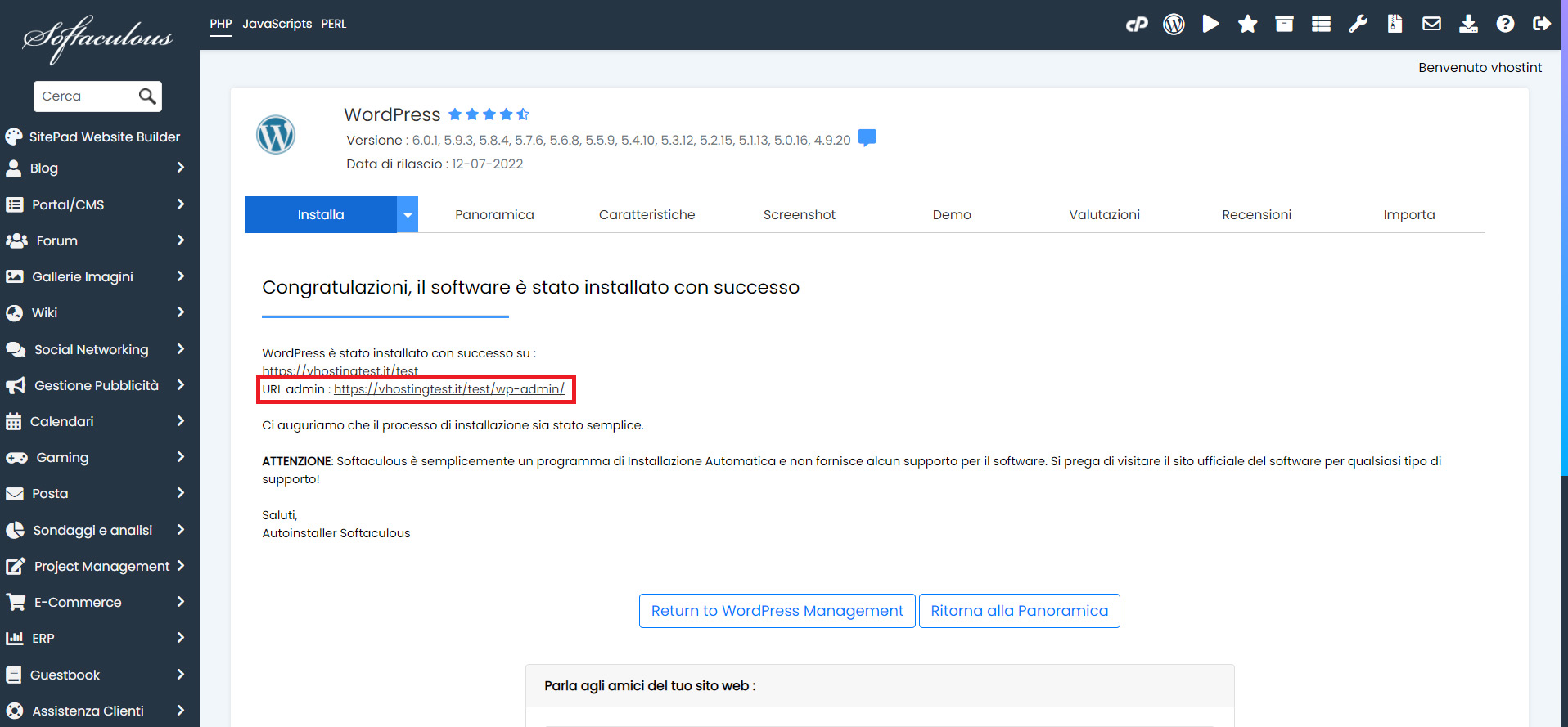 Come installare WordPress con Softaculous in Cpanel