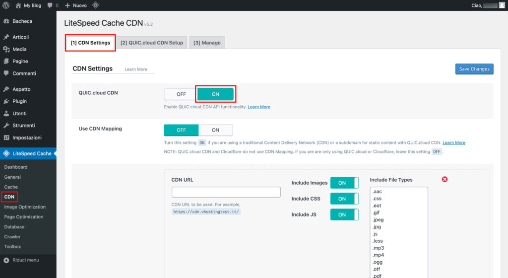 Come attivare e configurare la CDN di QUIC.cloud con LiteSpeed