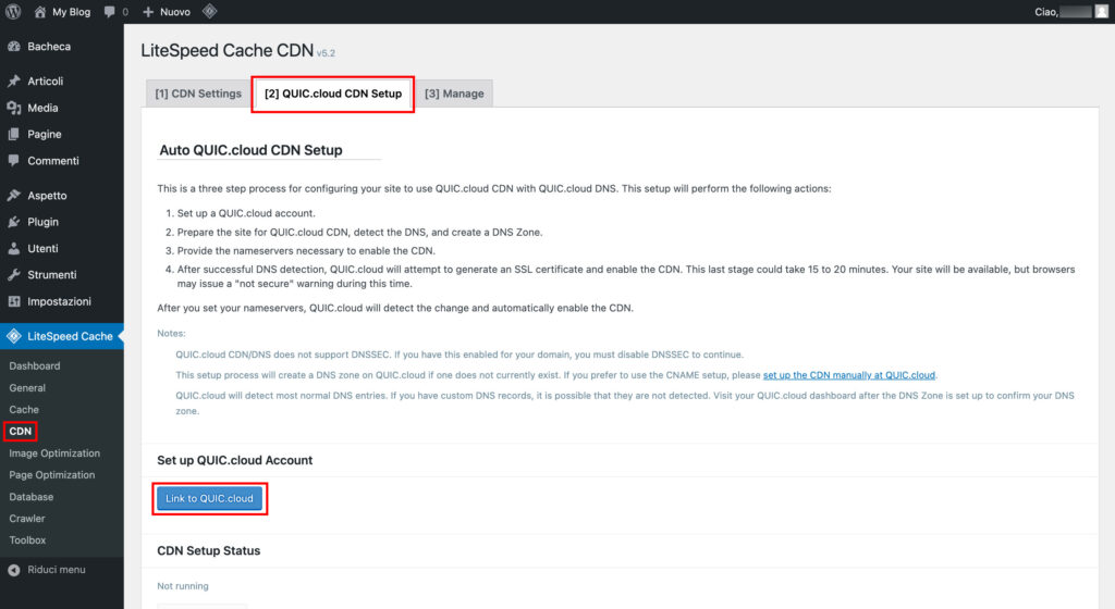 Come attivare e configurare la CDN di QUIC.cloud con LiteSpeed