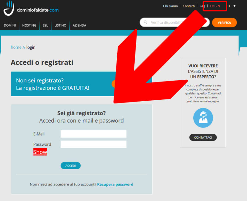Richiedere EPP Code/AuthCode su Dominiofaidate Prelevare authcode dominiofaidate