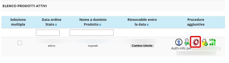 Richiedere il codice EPP/AuthCode e gestire i DNS su TopHost