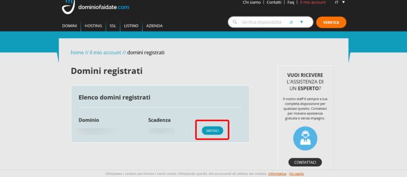 Richiedere EPP Code/AuthCode su Dominiofaidate Prelevare authcode dominiofaidate