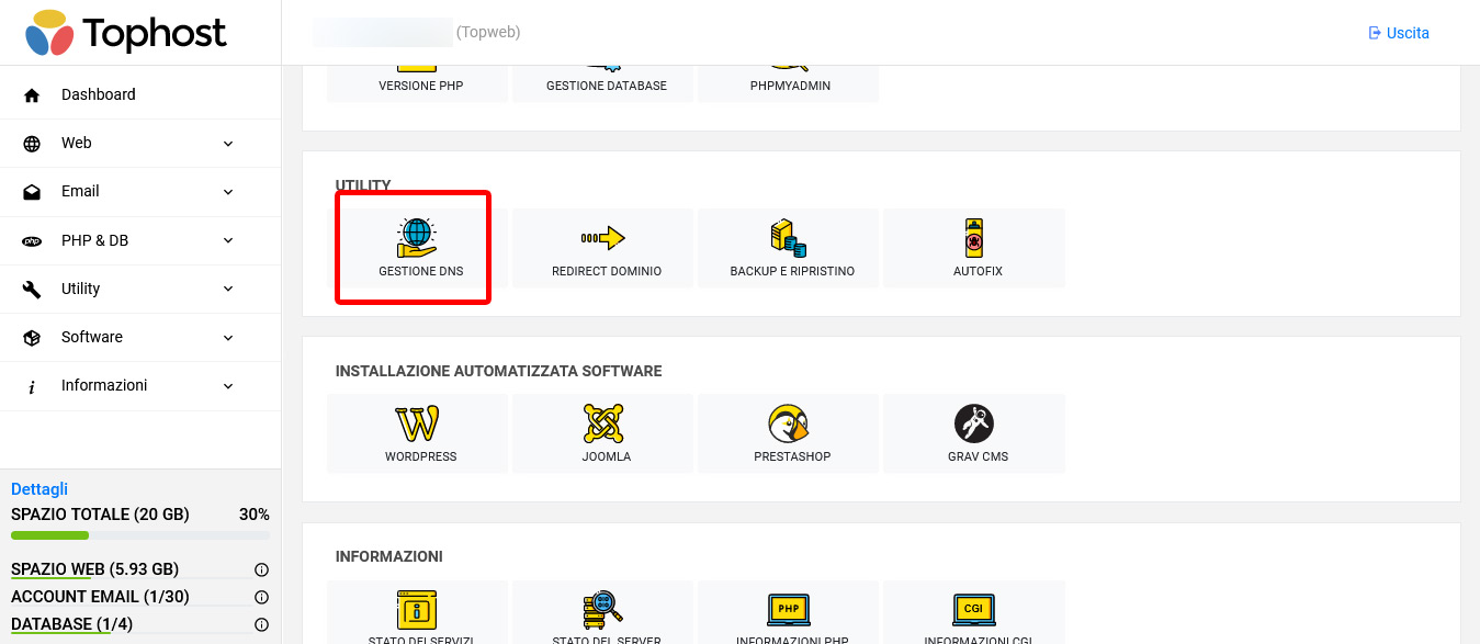 Richiedere il codice EPP/AuthCode e gestire i DNS su TopHost