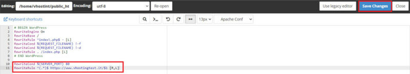Come creare un redirect da HTTP ad HTTPS su Cpanel