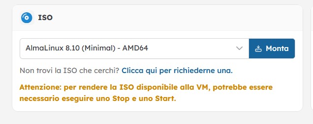 Come installare il sistema operativo su una VPS non gestita Montaggio dell'immagine ISO sulla VPS