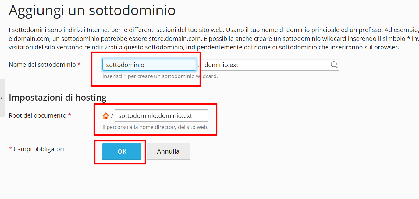 Creare un sottodominio su Plesk
