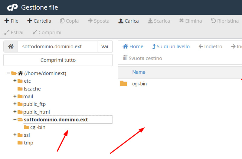 Come creare un terzo livello su cPanel