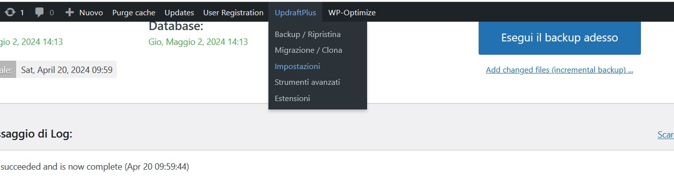 Configurazione archivio remoto UpdraftPlus con Cloud Object Storage compatibile S3