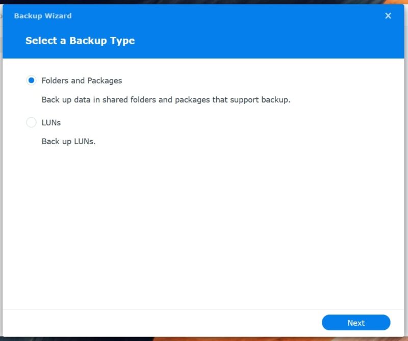S3 su NAS Synology: Guida alla configurazione Selezione del tipo di backup su Hyper Backup