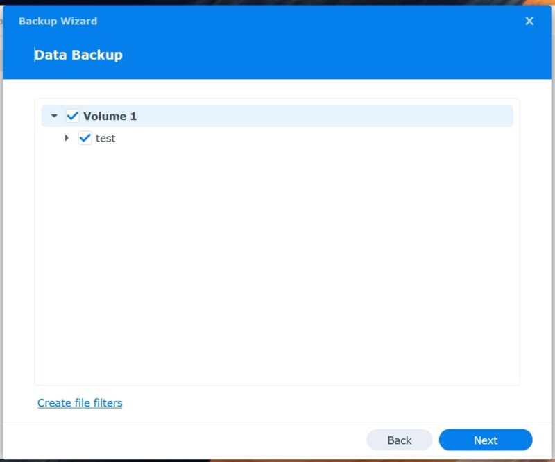 S3 su NAS Synology: Guida alla configurazione Selezione dati da salvare nel backup Synology