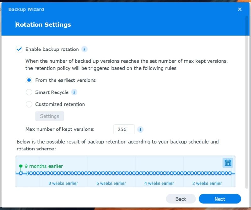 S3 su NAS Synology: Guida alla configurazione Rotazione backup Hyper Backup su Synology