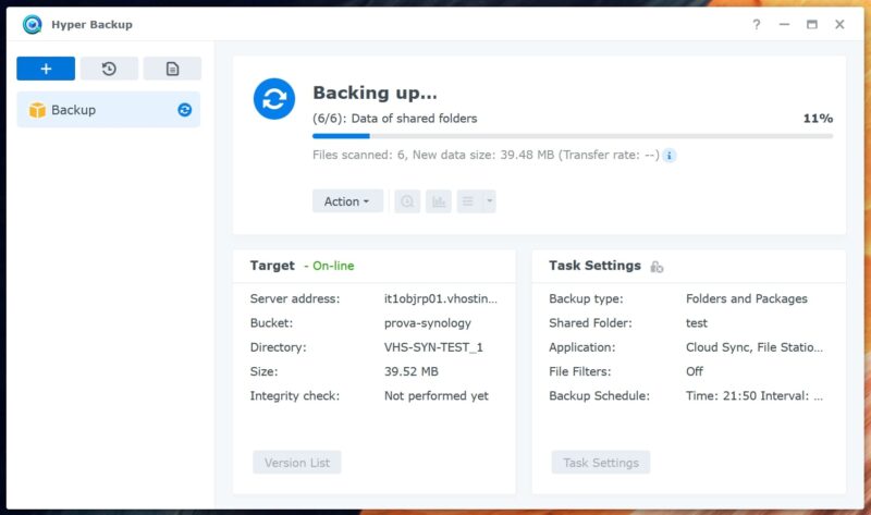 S3 su NAS Synology: Guida alla configurazione Backup Synology verso storage S3 in esecuzione