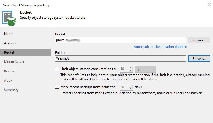 Veeam NAS su S3: Guida alla configurazione