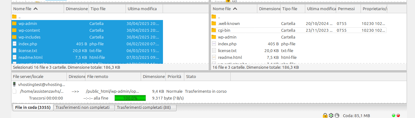 Installare manualmente WordPress