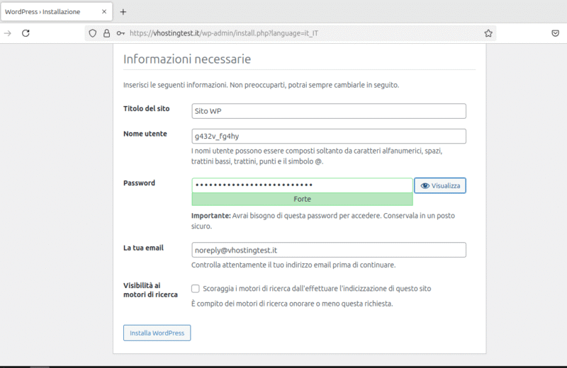 Installare manualmente WordPress Installare manualmente WordPress
