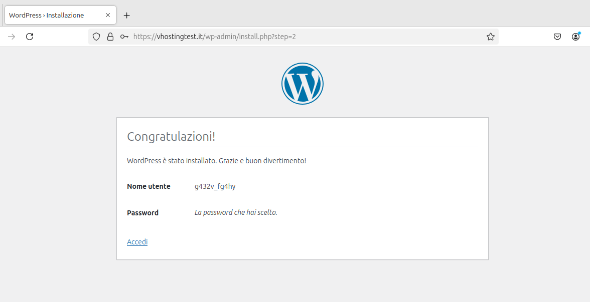 Installare manualmente WordPress