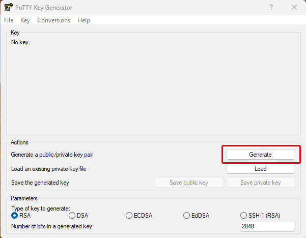 Generare chiave privata e chiave pubblica con Puttygen