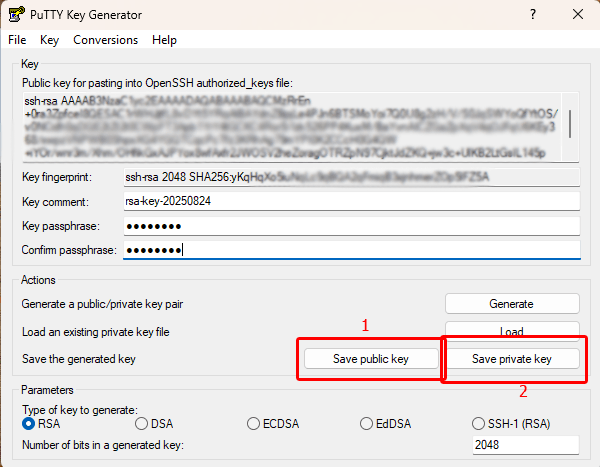 Generare chiave privata e chiave pubblica con Puttygen