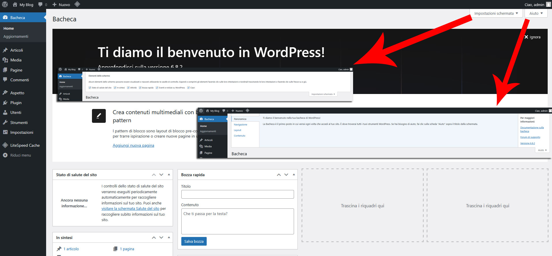 Guida WordPress - Bacheca