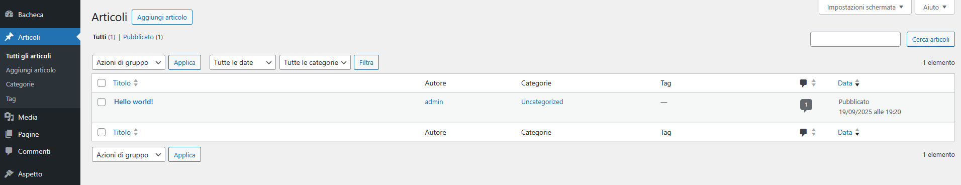 Guida WordPress - Articoli
