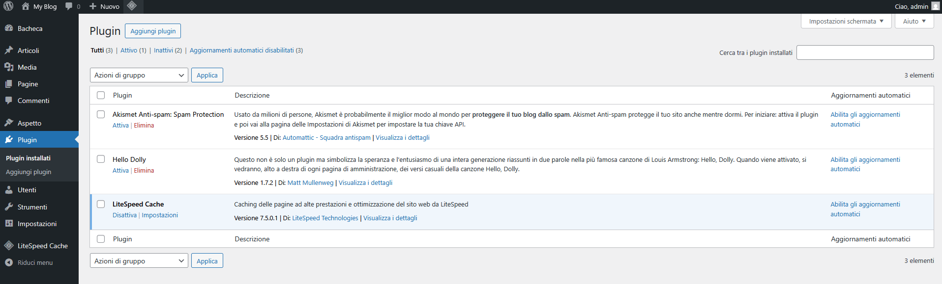 Guida WordPress - Plugins
