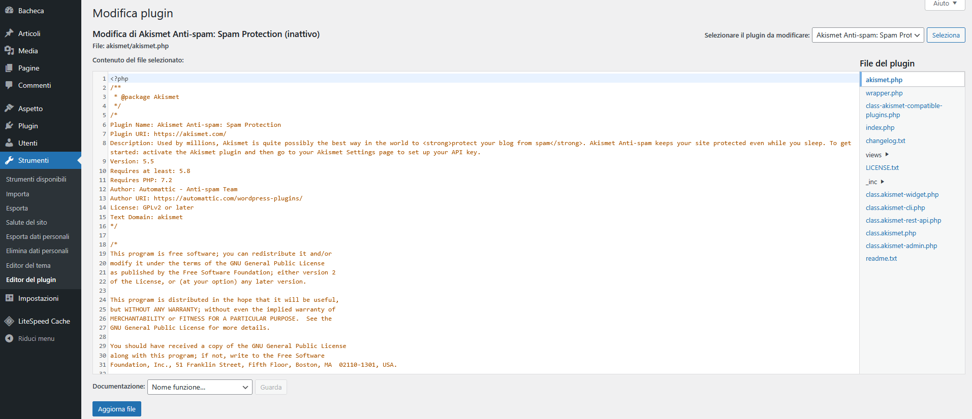 Guida WordPress - Editor Codice Plugin