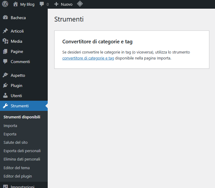 Guida WordPress - Strumenti