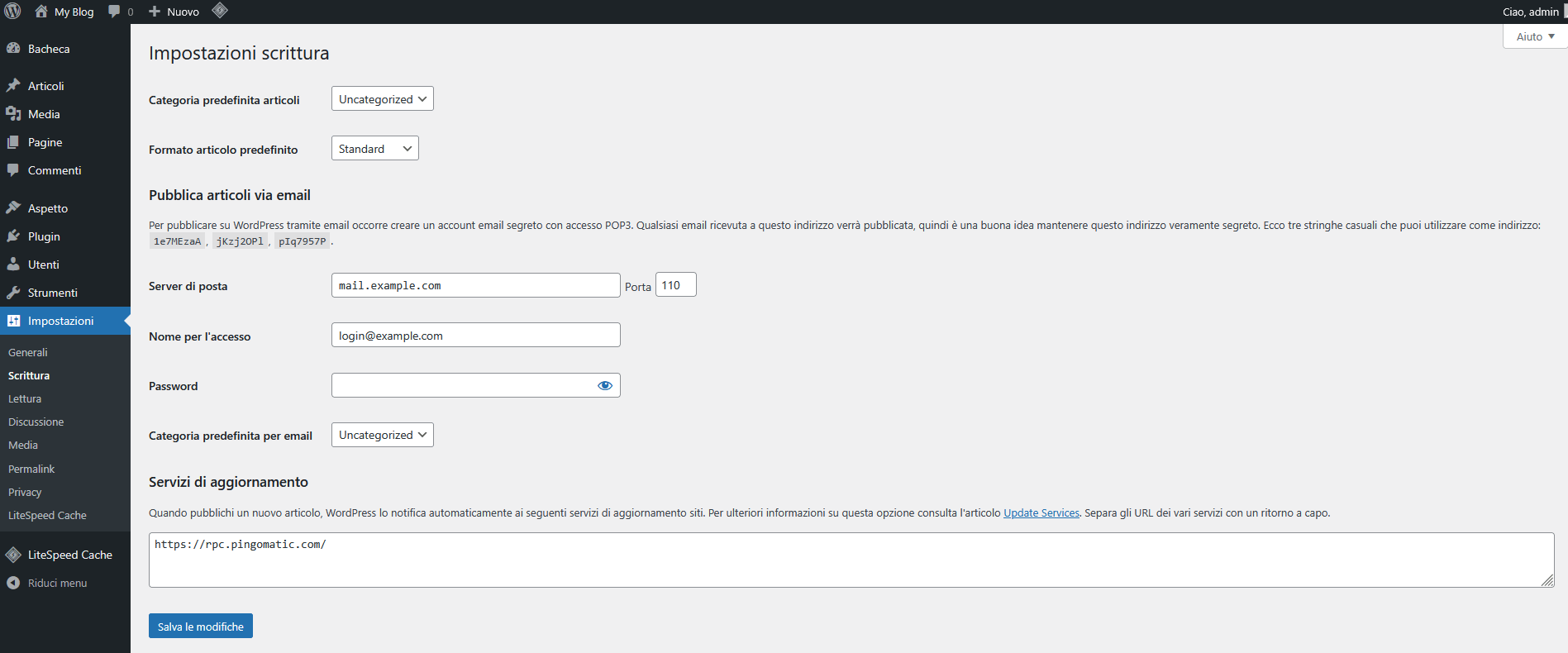Guida WordPress - Scrittura