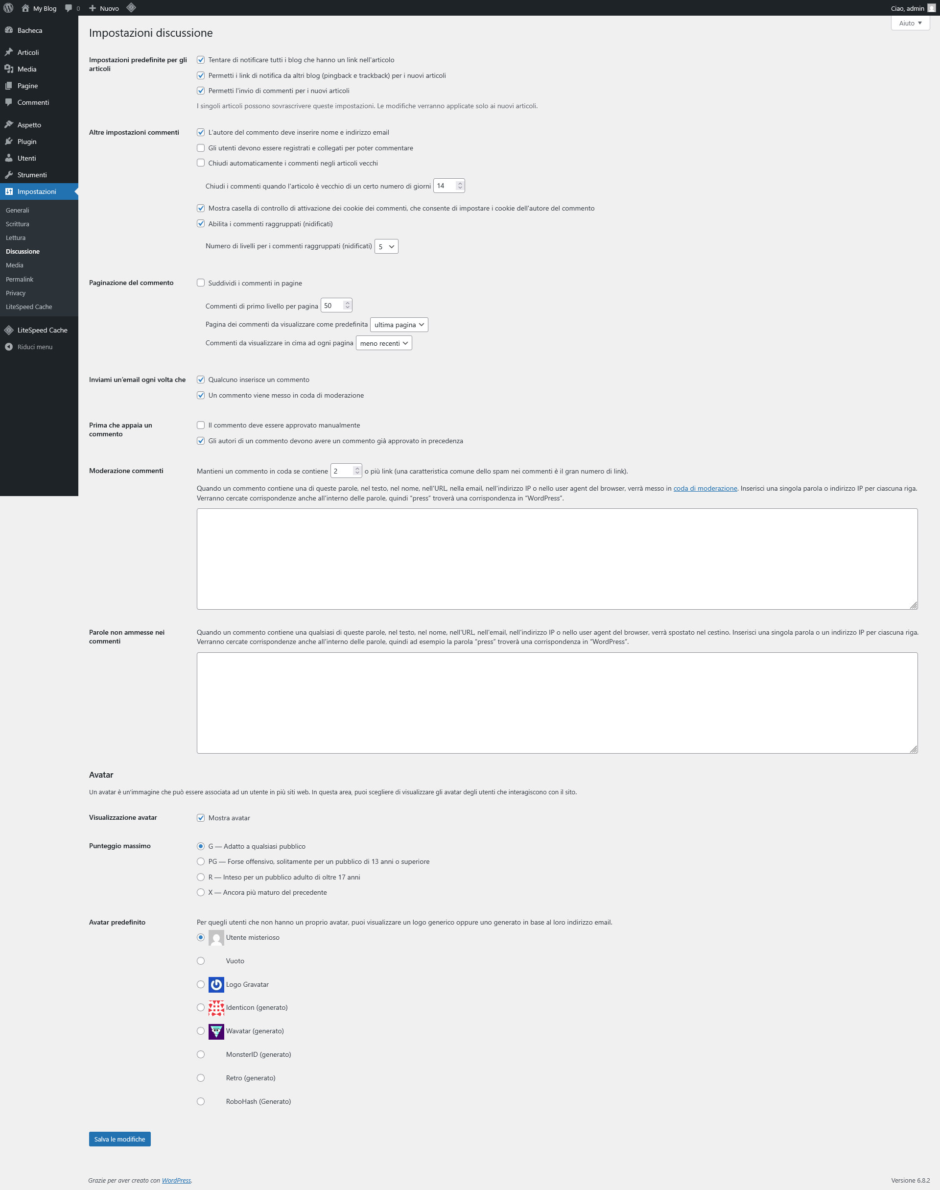 Guida WordPress - Discussioni