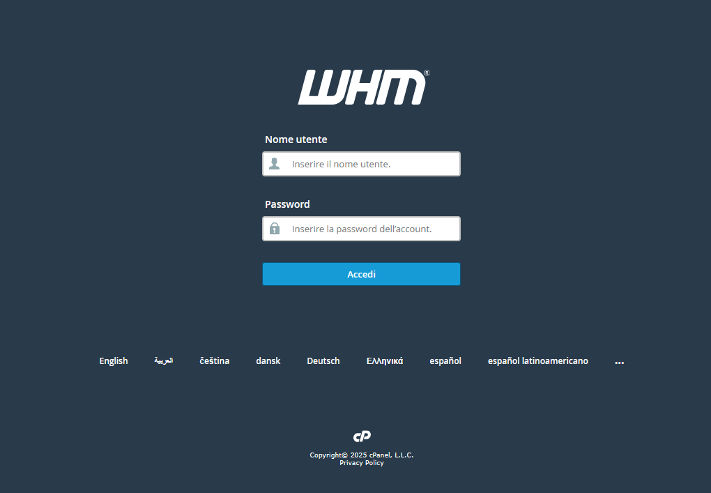 Creare il pacchetto nel WHM Reseller