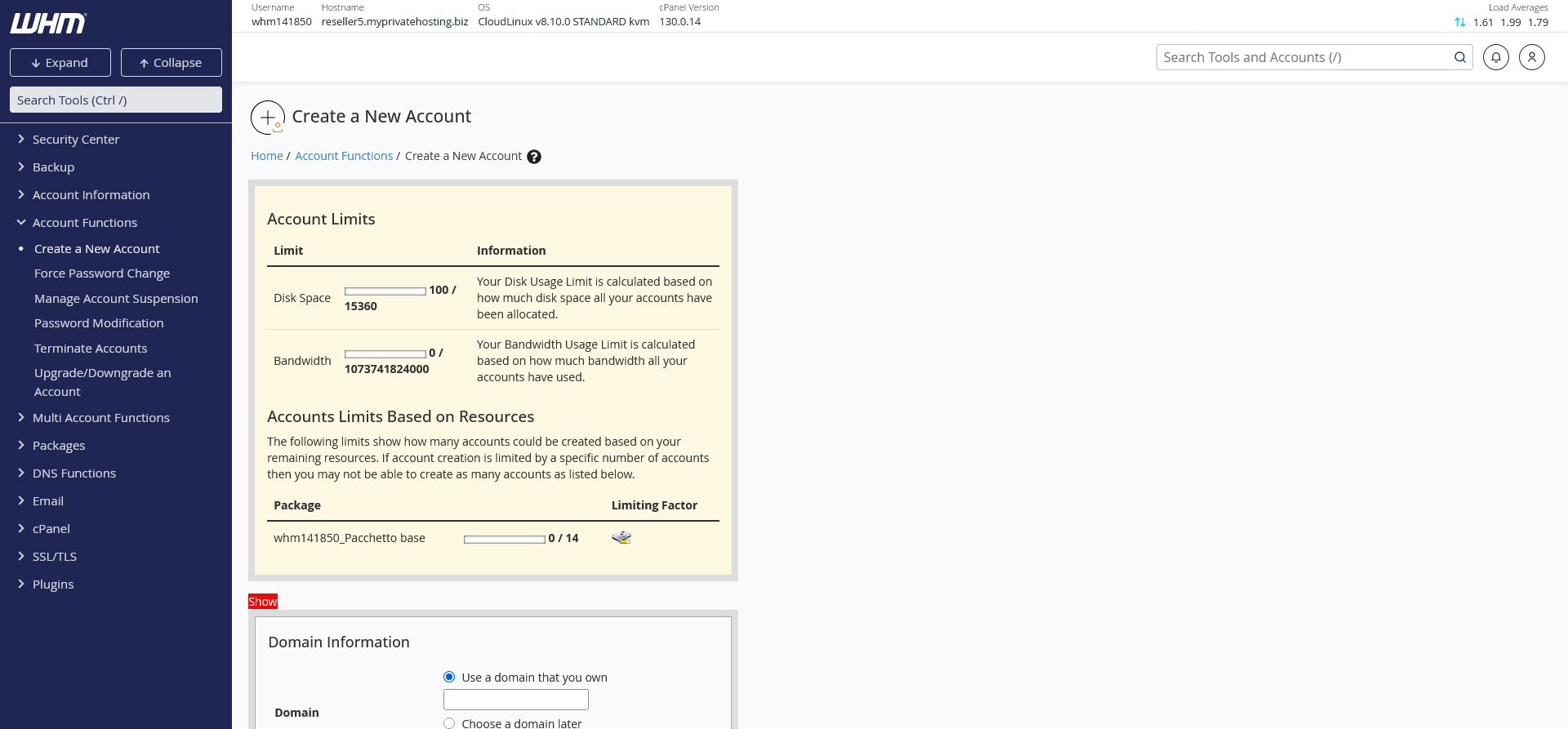 Come creare pacchetti e aggiungere domini nei reseller