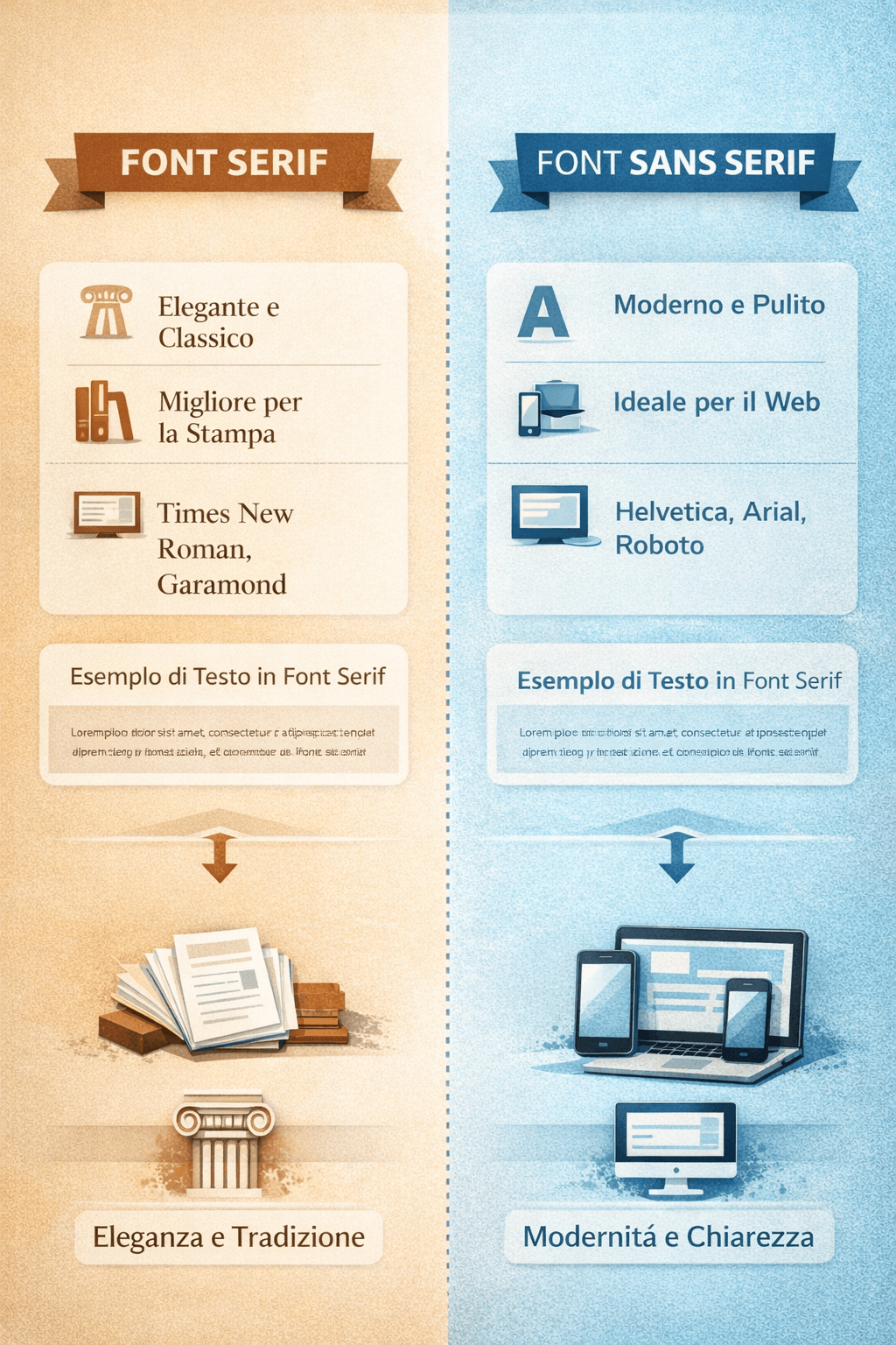 Sans serif e font serif: quali sono le differenze