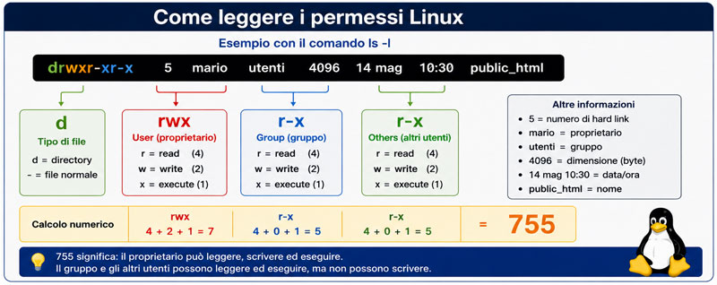 Permessi Linux di file e cartelle: 644, 755, 775 e 777