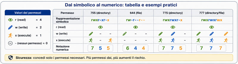 Permessi Linux di file e cartelle: 644, 755, 775 e 777
