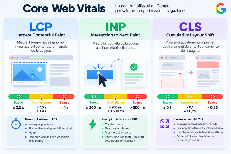 Core Web Vitals: parametri Google, valori e ottimizzazione Core Web Vitals: parametri Google, valori e ottimizzazione
